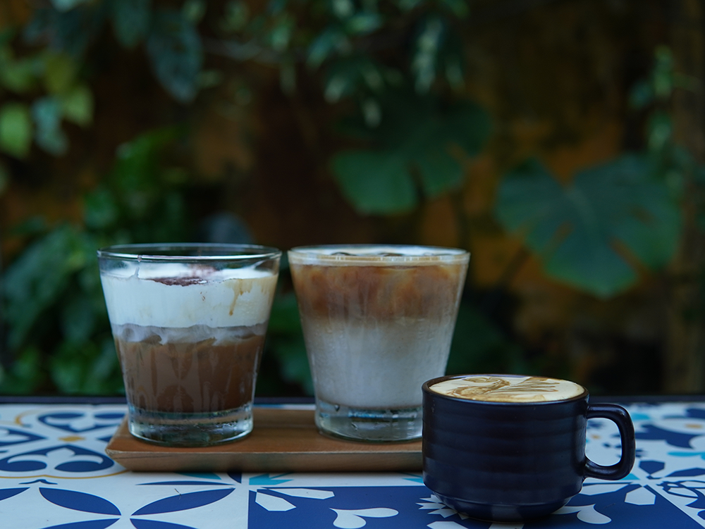 salted cream coffee, ice milk coffee, egg coffee at Phin Coffee Restaurant