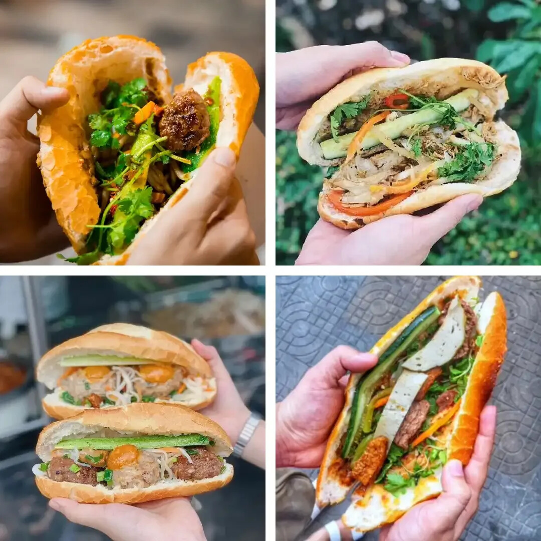 Four kinds of Vietnamese Bread in Hand